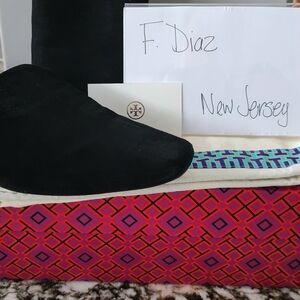 Tory Burch Black Suede Slip-On Shoes